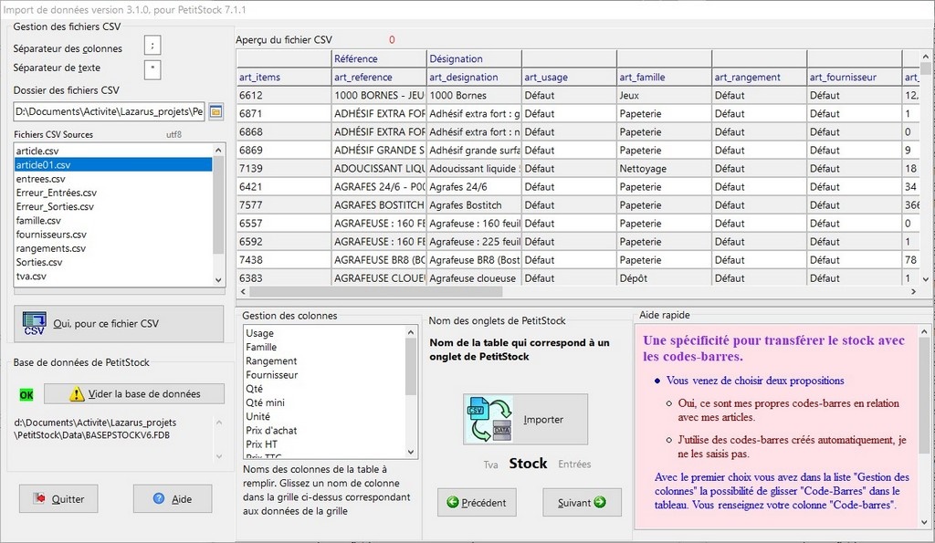 Logiciel de gestion de stocks